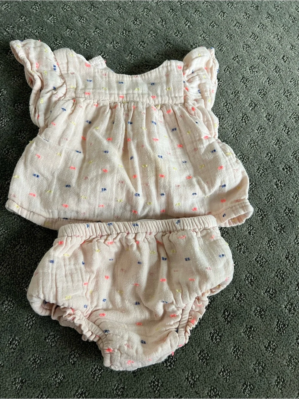 Gap Baby Girls Pink Dot Muslin Top & Bloomers Set